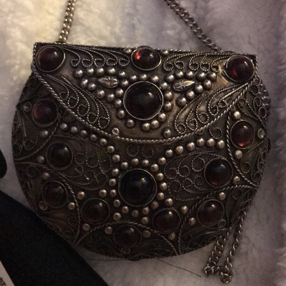 Silver Amethyst Sajat Purse Evening Bag